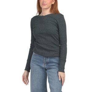 MICHAEL STARS Balsam Made In Usa Thermal Regan Henley Neck Tee